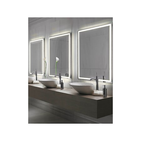 Ketcham Polished Edge Mirror with Frosted Glass Inset LED Mirror, 30 W, 100/240 VAC - 50/60 Hz. CRI >= 85 RAD-3036